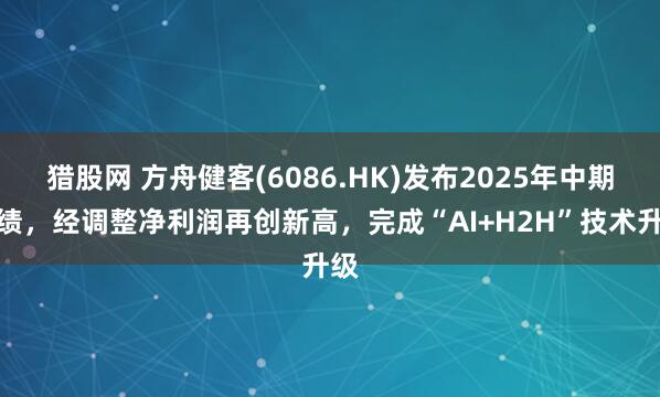 猎股网 方舟健客(6086.HK)发布2025年中期业绩，经调整净利润再创新高，完成“AI+H2H”技术升级